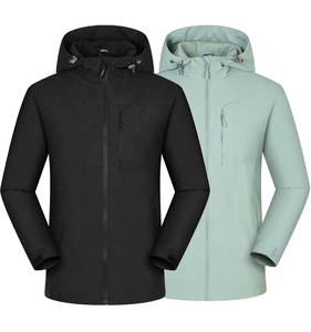 Hooded <strong>Coated</strong> Spring Rain Jacket Outdoor <strong>Raincoat</strong> Windbreaker Hiking Unisex Wholesale Waterproof Stand Woven 100% <strong>Polyester</strong> - Product Image 1