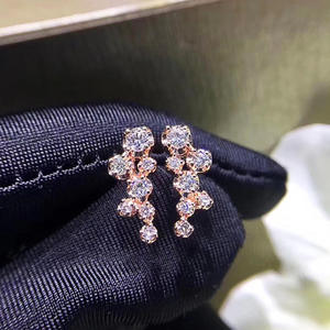 Boucles d'oreilles en or blanc E1312 avec diamants ronds taille brillant, couleur D, naturels, bijoux de luxe pour femmes, bijoux de mariage - Product Image 5