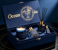 Coffret Cadeau d'Aromathérapie avec Bougie Parfumée en Cire de Soja et Diffuseur à Bâtonnets, Doublure en Satin Écologique pour Cadeaux de Mariage et de Fêtes