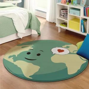 工厂价格定制设计卡通环保地球儿童地毯儿童房地毯