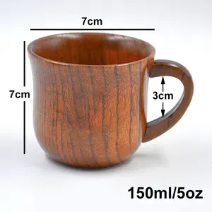 Caneca de madeira para café, conjunto de 2 copos de madeira 100ml