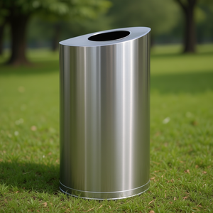 Cestino per Rifiuti Semicircolare in Acciaio Inox 45 L per Uso Esterno - Product Image 3