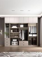 Sistema de Guarda-Roupa Minimalista Personalizado com Estrutura de Alumínio, Porta de Vidro e Prateleira Aberta para Casa Moderna