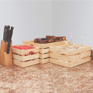 Cestas de almacenamiento de madera cuadradas de madera maciza con asa para cocina, sala de estar, almacenamiento de escritorio - Product Image 4