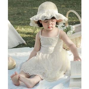 Robes d'été pour filles personnalisées sans manches en coton brodé de haute qualité Robes unies pour enfants de 3 à 4 ans - Product Image 1