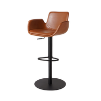 [En stock] Tabouret de bar moderne de style américain en acier inoxydable, luxe léger, avec dossier, pivotant et réglable en hauteur, pour bar à domicile