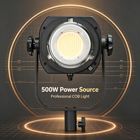 Lumière LED de studio continue 500W, source COB unique, 2700-6500K CCT, éclairage professionnel pour interviews et vidéographie commerciale
