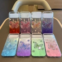 Coque de Téléphone Antichoc et Résistante à la Saleté pour iPhone 17 16 15 Plus 14 Pro 13, Design Papillon Fleur Diamant Scintillant Découpé au Laser