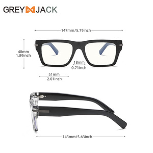 Lunettes anti-lumière bleue rectangulaires Greyjack, verres plats TR90, monture extra large pour femmes, style tendance - Product Image 4