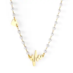 2011 Lightning Heart Shape Pendant Stainless Steel Gold Filled Plated Chain Long Ladies Necklace Sets Jewelry Pearl Necklaces