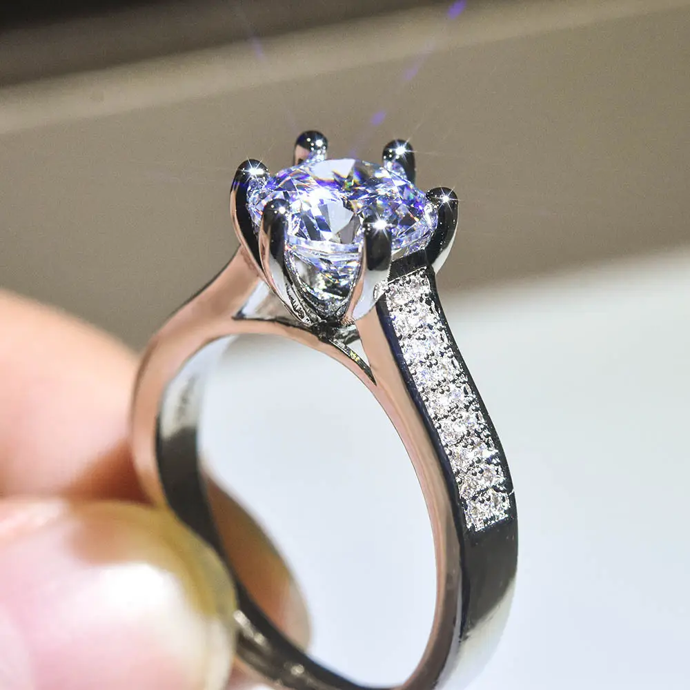 Hot selling Luxurious Platinum Ring pt950 platinum plated zircon ring Moissanite engagement ring