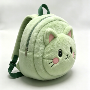Customized <b>Cat</b> plush <b>backpack</b>,green <b>cat</b> face <b>backpack</b>,kids plush animal <b>backpack</b>,round <b>cat</b> <b>backpack</b>,soft fuzzy <b>cat</b> <b>backpack</b> - Product Image 4