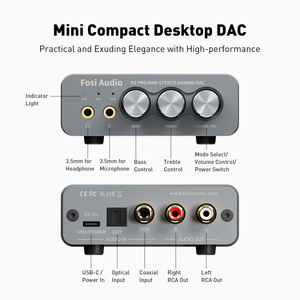 Amplificador de Audio K5 Pro, Compatible con Micrófono, Auriculares, Mini Audio USB, <span class=keywords><strong>DAC</strong></span> para Juegos, para PS5, Altavoces Activos de Escritorio - Product Image 6