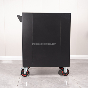 Chariot à outils en métal noir <span class=keywords><strong>pas</strong></span> <span class=keywords><strong>cher</strong></span>, chariot à outils industriel à roulettes avec 7 tiroirs, coffre à outils en acier avec plusieurs tiroirs - Product Image 3