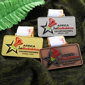 Custom Badminton Medallas Personalizadas <b>Metal</b> Zinc Alloy Enamel Logo Rectangle Gold Silver Bronze Plated Sport Badminton Medals - Product Image 6