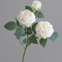 Fleurs de rose artificielles en soie à 3 têtes, bouquets décoratifs élégants, fleurs de rose pour la décoration