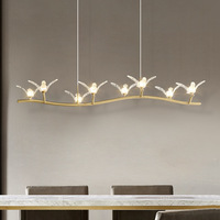 Candelabros de escritorio delantero de cobre para restaurante, lámpara colgante de lujo, diseño de luces Led
