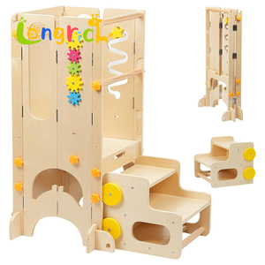 Tour <span class=keywords><strong>de</strong></span> <span class=keywords><strong>cuisine</strong></span> pliable 4-en-1 pour tout-petits avec 2 niveaux réglables et design coulissant, marchepied unisexe pour salle <span class=keywords><strong>de</strong></span> jeux et usage domestique - Product Image 1