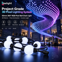 Chaîne de lumière à billes RGB 50 mm, DC24V, UCS2903, IP67, programmable, éclairage à 360 degrés pour installations commerciales en matrice 3D
