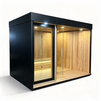 Sauna de Luxe Personnalisé en Bois Massif avec Douche Extérieure Intégrée, Spa Moderne pour Villa, Sauna en Bois Massif, Bain de Vapeur Humide et Baignoire de Glace