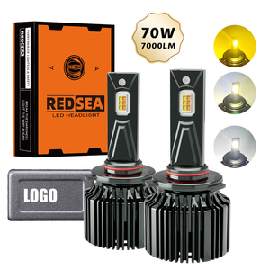 หลอดไฟหน้า LED 3สีสำหรับรถยนต์ <span class=keywords><strong>R12</strong></span>พลังงานสูง70W 7000LM ชิป3570CSP ไฟหน้า LED H11 H7 H4 3สี - Product Image 1