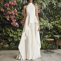 Robe de soirée élégante et formelle pour femmes, style haut de gamme, sans manches, plissée, dos nu, sexy