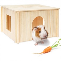 Cabane en bois rectangulaire pour cochon d'Inde avec fenêtres, démontable, grande taille, pour hamsters, chinchillas et autres petits animaux