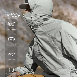 Ropa de Protección Solar Personalizada UPF 100, de Secado Rápido, con Media Cremallera, Transpirable, con Patrón Sólido, de Poliéster/Nailon, Manga Larga - Product Image 1
