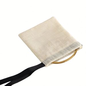 Sac à cordon en fibre de coton de bambou, sac de rangement pour bijoux en velours, sac cadeau pour bijoux - Product Image 6