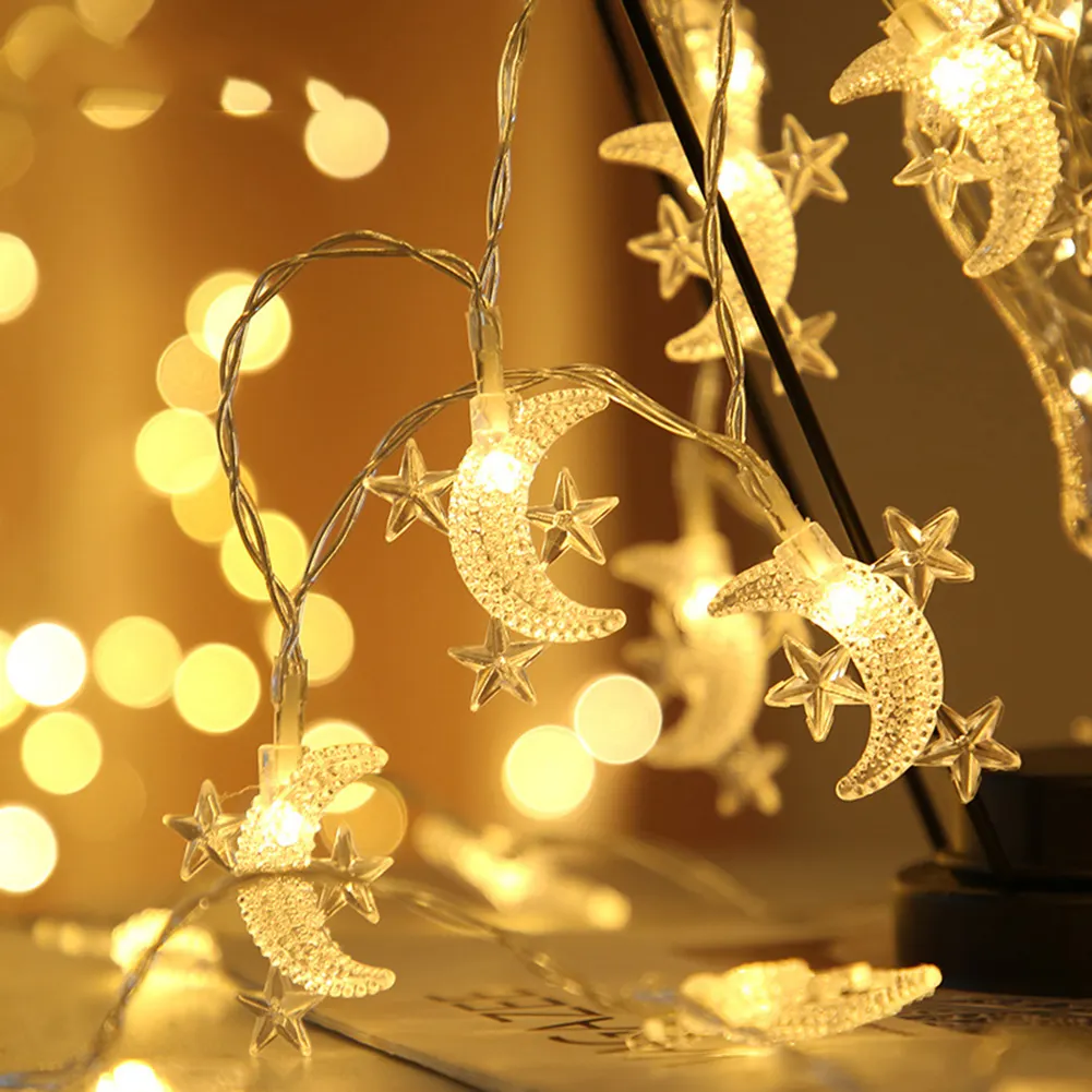 Battery Powered 3M/5M/10M LED Star Moon Fairy Garland String Lights New Year Christmas Wedding Home Indoor Decoration light