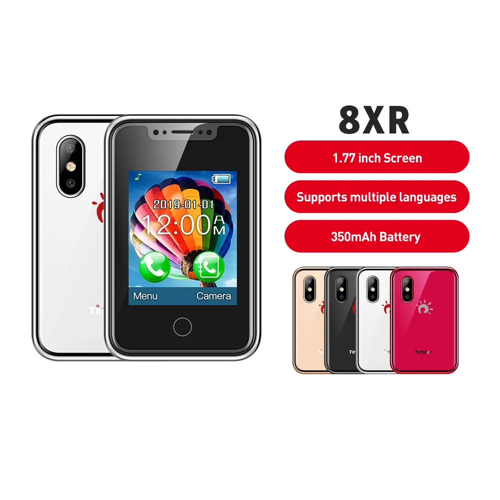 8XR MIni Phone Finger Touch Feature Phone 1.77 Inch Touch Screen Mini Mobile Phone 350mah Supports Multiple Languages