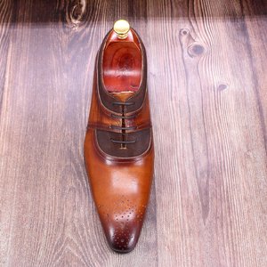 Chaussures formelles à lacets artisanales en cuir véritable pour hommes de luxe sur mesure de haute qualité, chaussures habillées à la mode - Product Image 4