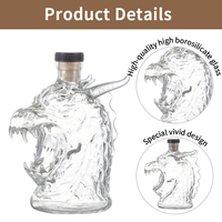 Ensemble de service de carafe à whisky en verre transparent de conception d'animal de dragon classique pour le vin