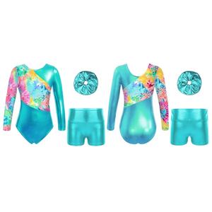 Conjunto de Ropa de Baile para Niñas de 4 a 14 Años, Leotardo de Gimnasia, Pantalones Cortos Metálicos, Diadema, Conjuntos para Patinaje, Entrenamiento, Danza - Product Image 2
