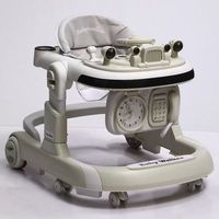 Marche-bébé anti-renversement avec musique, téléphone, horloge et jouets, multifonctionnel, pliable, pour l'apprentissage de la marche des tout-petits