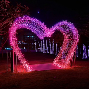 Đường hầm ánh sáng trái tim màu hồng lãng mạn ngoài trời lớn-trang trí đám cưới và sự kiện - Product Image 3