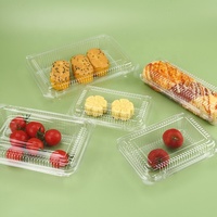 Herbruikbare PET clamshell fruitdoos, transparante plastic voedselverpakking met doorzichtig deksel voor bakkerijproducten en retailverpakkingen
