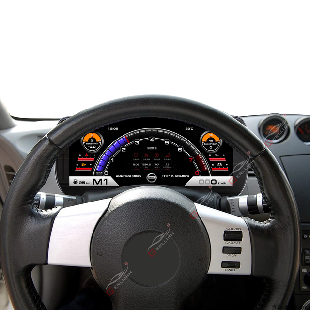 Gerllish 12.3-inch Digital Instrument Cluster for Nissan 350Z 370Z 2003-2009 Cluster Instrument Panel Speedometer