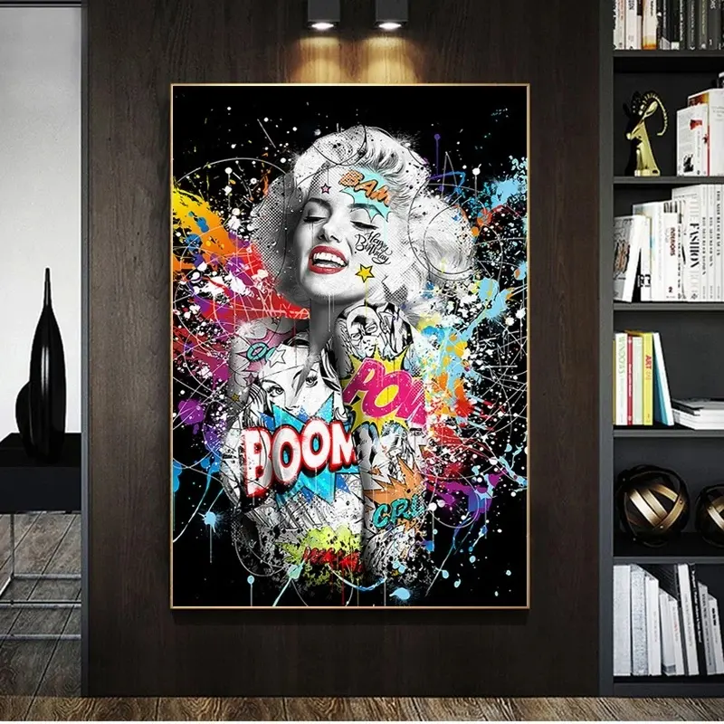 Low price wholesale HD print abstract family art fairy tale Marilyn Monroe canvas wall art print picture