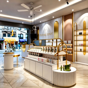 Diseño de Tienda de Belleza de Lujo |   Muebles Modulares para Exhibición, Solución Integral de Acero Inoxidable Dorado y Mármol con LED para Tiendas Minoristas - Product Image 4