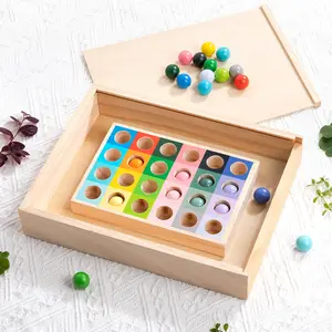 New Montessori Wooden Color Cognitive Sorting Matching Toy Clip Beads Game Children Early Education Toys