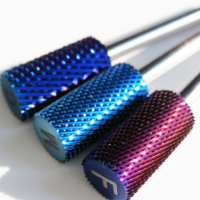 Offre Spéciale – Grande fraise électrique lisse pour l'élimination du gel et le nettoyage des cuticules, 2.35 mm, F M C, en carbure de tungstène violet et bleu