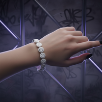 Moissanite certifiée GRA Iced Out 10mm 925 Silver Round Link Bracelet Diamond Tester Pass Luxury Bling Jewelry