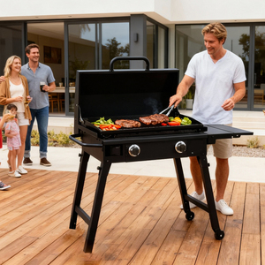 Газовый гриль для кемпинга, складной гриль-барбекю с 2 конфорками, плоская поверхность для гриля - Product Image 6