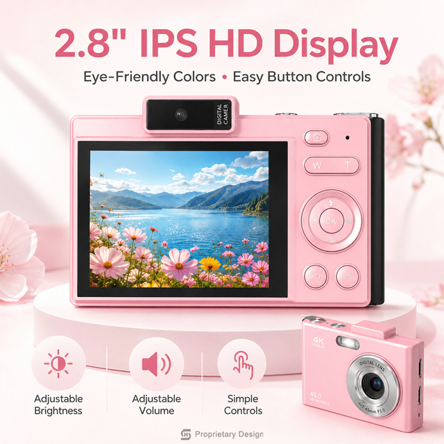 CCD Digital Camera Retro Vintage 4K 48MP Autofocus Dual Lens 2.8 Inch Screen MP3 Type C Vlogging Recorder for Youth Gift