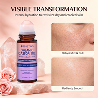 Huile de Ricin Bio Premium à Marque Blanche pour Soins Corporels, Lissage et Réparation des Peaux Rugueuses, Favorise la Santé du Cuir Chevelu, avec Applicateur à Billes de Rose