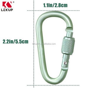 Vente en gros d'usine Mousqueton de randonnée en alliage d'aluminium en forme de D, à verrouillage, de haute qualité, avec boulon à ressort - Product Image 1