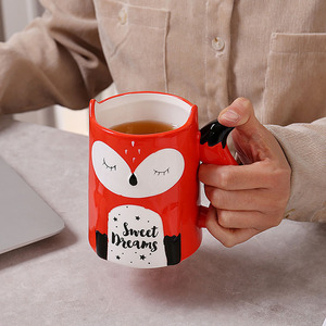 Raposa Caneca Cerâmica Novidade Caneca De Café Copo De Chá Animal Bonito Com Alça Caneca Criativa - Product Image 3