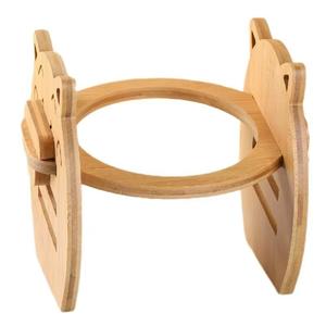 ขาตั้งชามอาหารแมวไม้ ชามอาหารยกสูงสำหรับแมวและสุนัขขนาดเล็ก ขาตั้งไม้เนื้อแข็งสำหรับให้อาหารสัตว์เลี้ยง รูปทรงโค้งมน รองรับสูง - Product Image 1