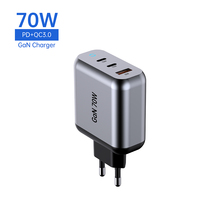 Chargeur rapide USB C pour téléphone portable et ordinateur portable 70 Watt PD Gan, adaptateur secteur USB C 70w pour Macbook, tablette, iPhone